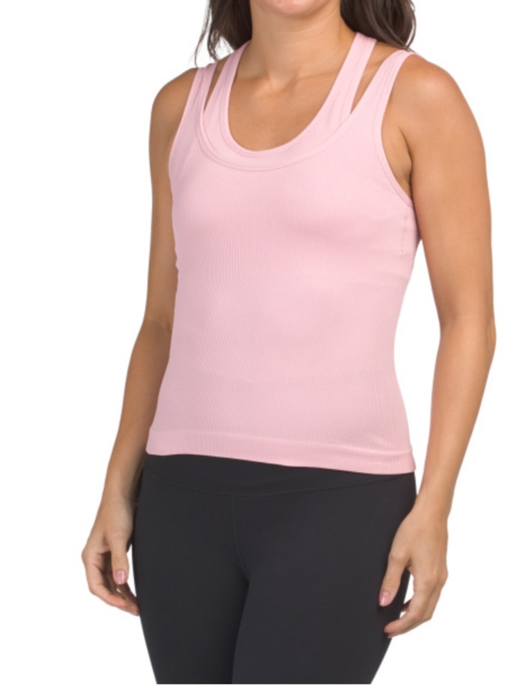 K Swiss Light Pink Double-Strap Ribbed Tank Top